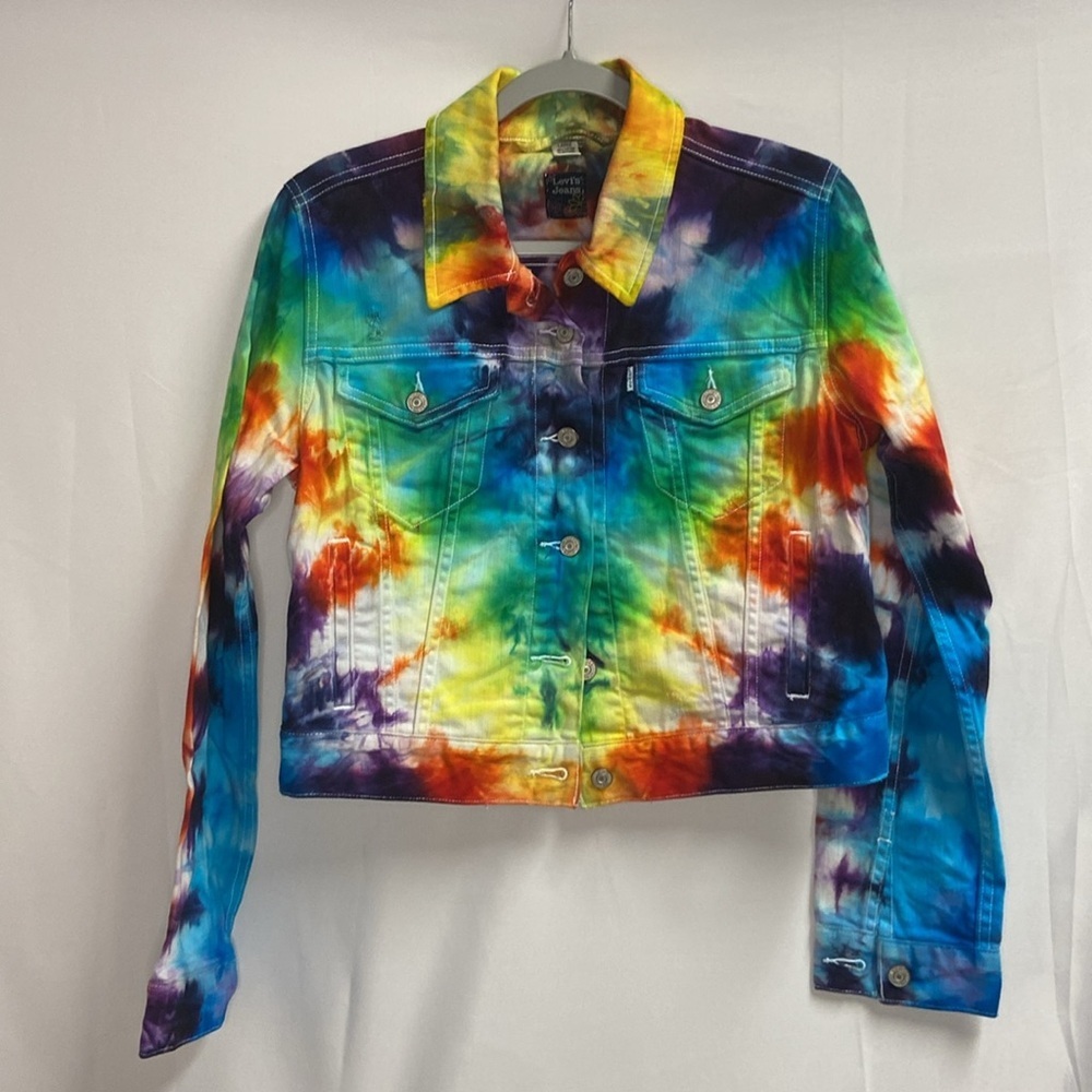 Levi's CUSTOM Handmade Tie Dye Denim Jacket Rainbow Multi Size Large